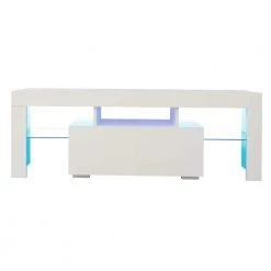 51 in. White TV Stand Fits TV's up to 55 in. with LED RGB Lights by Kahomvis