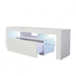 51 in. White TV Stand Fits TV's up to 55 in. with LED RGB Lights by Kahomvis -Kahomvis Sales Store white kahomvis tv stands js lkw33 869 c3 1000