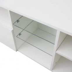 47 in. White TV Stand with 2-Storage Cabinet Fits TV's up to 55 in. with 20-Colors LED Lights by Kahomvis -Kahomvis Sales Store white kahomvis tv stands js lkw33 874 1f 1000