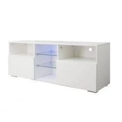 47 in. White TV Stand with 2-Storage Cabinet Fits TV's up to 55 in. with 20-Colors LED Lights by Kahomvis -Kahomvis Sales Store white kahomvis tv stands js lkw33 874 c3 1000