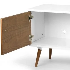 Alta 55 in. White and Walnut Composite TV Stand with 2 Drawer Fits TVs Up to 105 in. with Storage Doors by Glamour Home -Kahomvis Sales Store white walnut glamour home tv stands ghtvs 1256 1f 1000