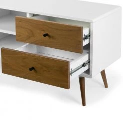 Alta 55 in. White and Walnut Composite TV Stand with 2 Drawer Fits TVs Up to 105 in. with Storage Doors by Glamour Home -Kahomvis Sales Store white walnut glamour home tv stands ghtvs 1256 4f 1000