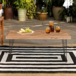 43 .3 in. Nature Rough Small Rectangle Wood Coffee Table with Chevron Pattern and Metal Hairpin Legs by Kahomvis -Kahomvis Sales Store wood sanding primer kahomvis coffee tables ot lkwf1 1aad 31 1000
