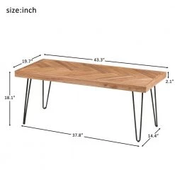 43 .3 in. Nature Rough Small Rectangle Wood Coffee Table with Chevron Pattern and Metal Hairpin Legs by Kahomvis -Kahomvis Sales Store wood sanding primer kahomvis coffee tables ot lkwf1 1aad 76 1000