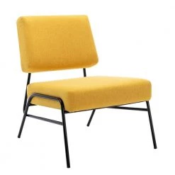 Yellow Linen Wire Metal Frame Slipper Chair, Armless Adjustable Accent Chair(Set of 1) by Kahomvis